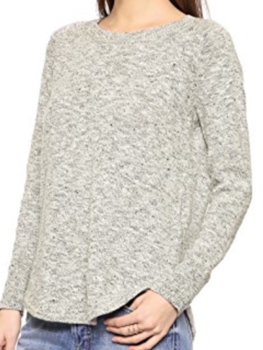 Madewell Women’s Medium Cozy Heather Gray Marled Button Back Knit Sweater